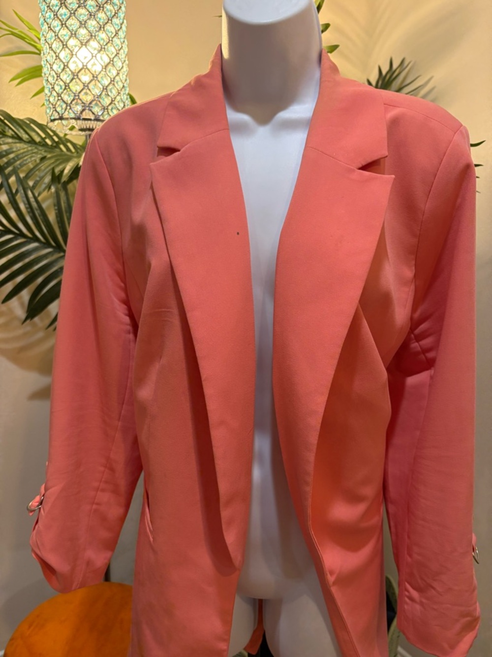 Eloquii Coral Open-Front Blazer